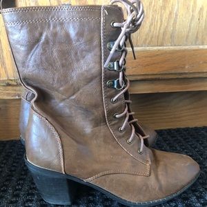 Brown lace up boots
